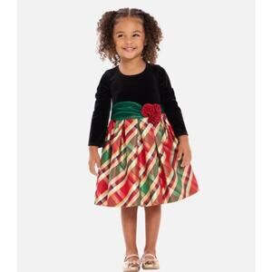 Iris & Ivy Girl’s Long Sleeve Velvet & Taffeta Holiday Dress Size 12M